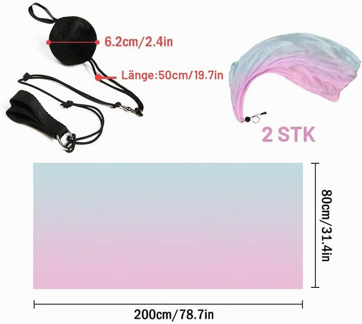 1 Paar BäLle FüR Bauchtanz,Schal werfen Ball,Poi-Streamer-Wurfball,Bauchtanz-Poi-Luftschlangen Seide