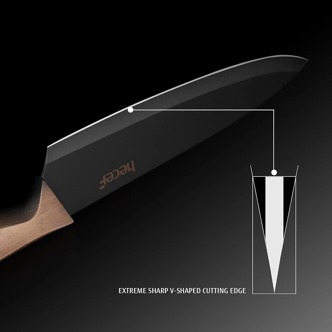 hecef Küchenmesser Set, Edelstahl Antihaft Schwarze Farbe Beschichtung Messer, beinhaltet 8 '' Kochm