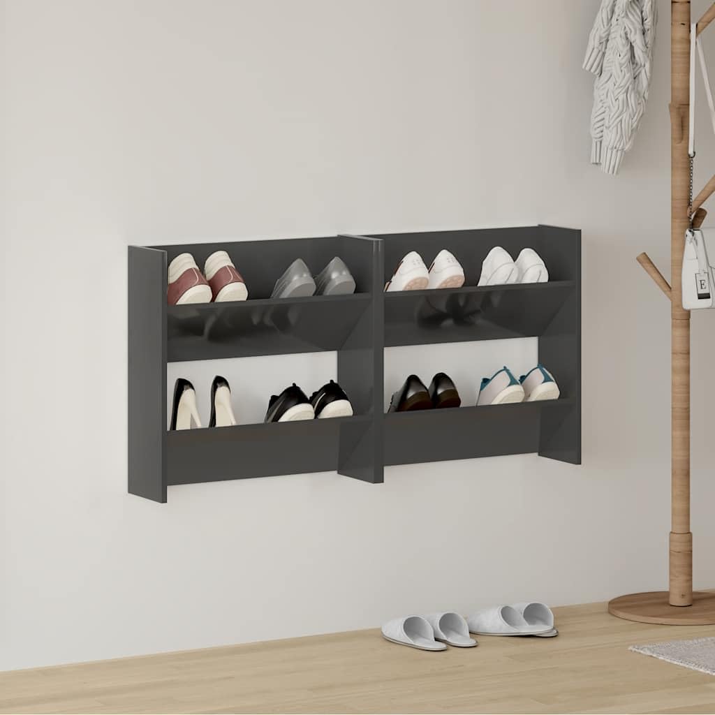 2 Stück 60x18x60 cm Wand Schuhschrank mit 2 Kippböden Schuhregal Schmal Schuhbank Shoe Rack Schuhkip