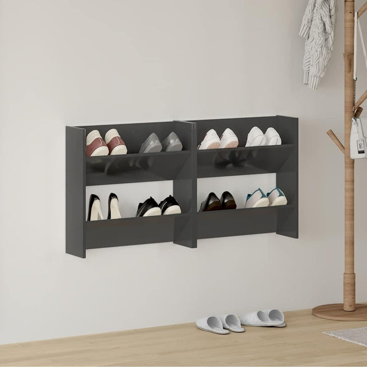 2 Stück 60x18x60 cm Wand Schuhschrank mit 2 Kippböden Schuhregal Schmal Schuhbank Shoe Rack Schuhkip