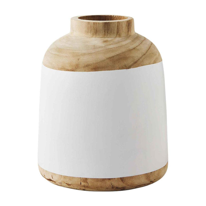 Mud Pie Natural/White Paulownia Vase, 12" x 10"