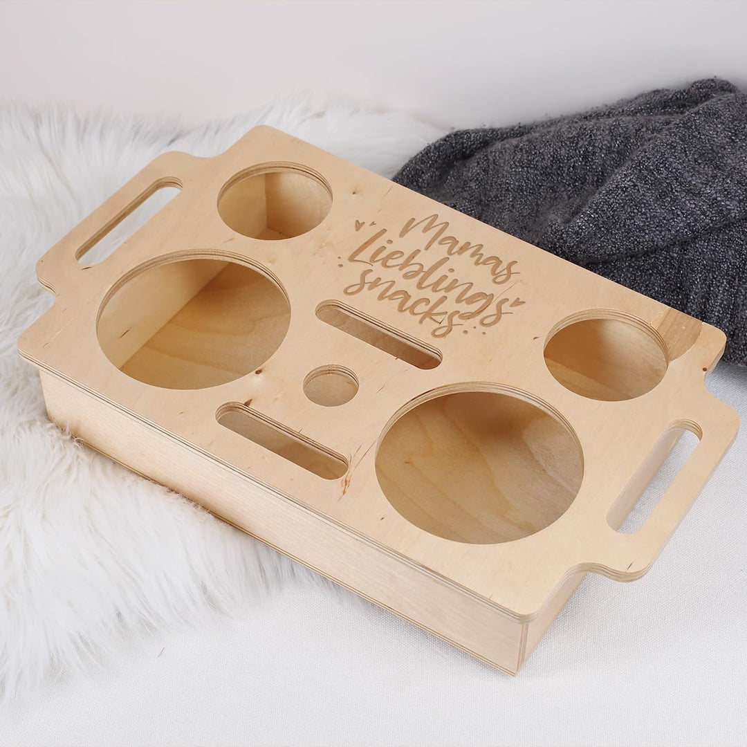 Herz & Heim® Praktische Snackbar mit verschiedenen Motiven und personalisierter Gravur (Lieblingssna