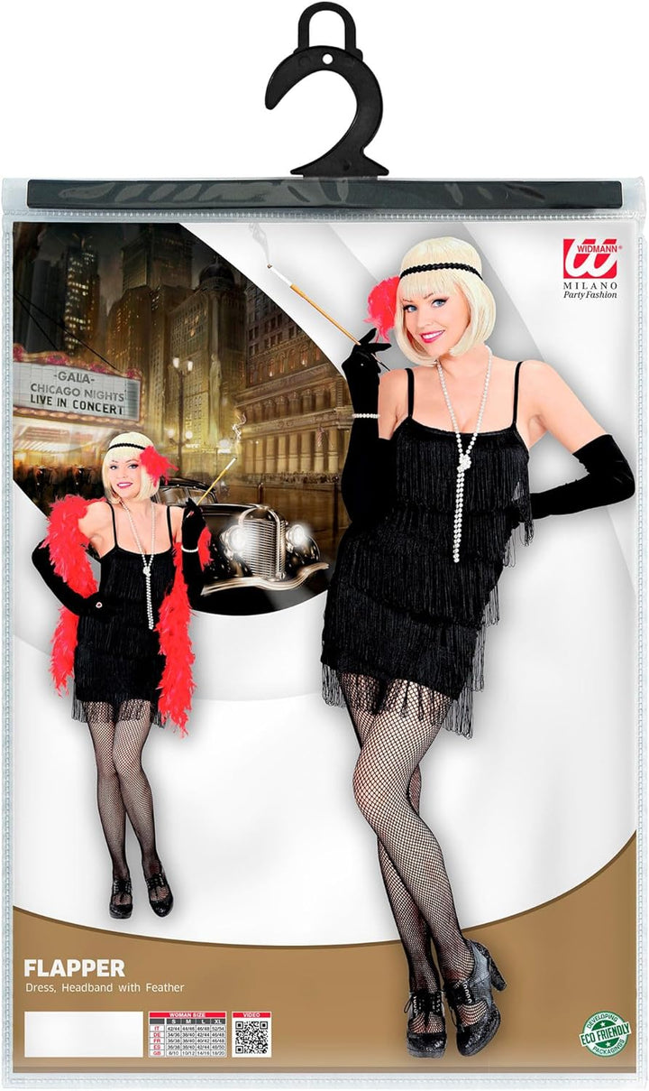 "FLAPPER" black - (dress, headband with feathers) - (M), M