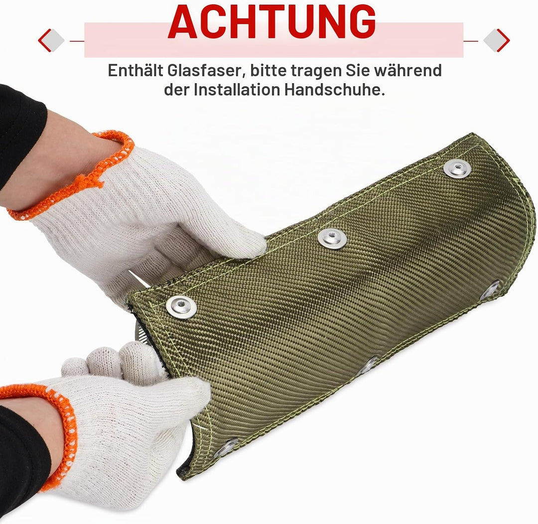 Hitzeschutzband Auspuff, Hitzeschutzmatte 30 x 15 cm Titanium Auspuffband Hitzeschild, mit Schlauchk