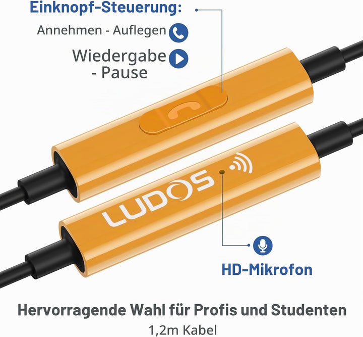 LUDOS OMNITONE USB C Kopfhörer, 5 Jahre Garantie für iPhone 16 15 Pro Max Plus Samsung Galaxy S24 S2