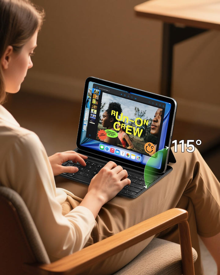 HOU Slim Bluetooth Tastatur Hülle für iPad 11. Gen 2025 (A16) & 10. Gen 2022 – Tastatur per iPad Auf