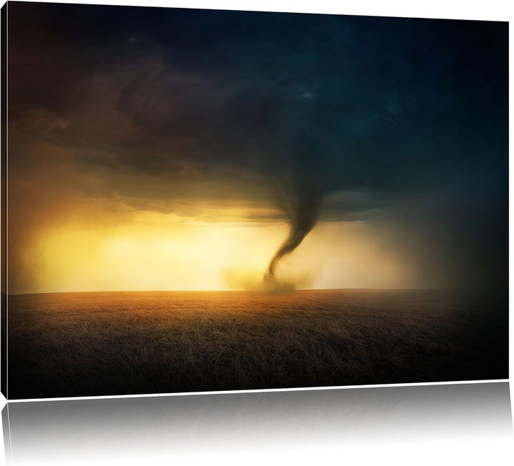 Naturgewalt Tornado, Format: 100x70 auf Leinwand, XXL riesige Bilder fertig gerahmt mit Keilrahmen,