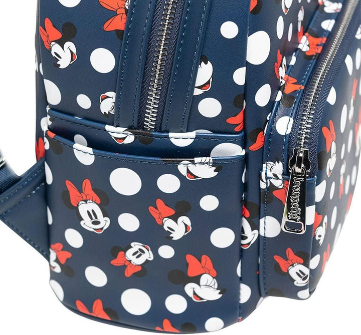Loungefly Women's Disney Minnie Mouse Polka Dot Blue Double Strap Shoulder Bag Purse