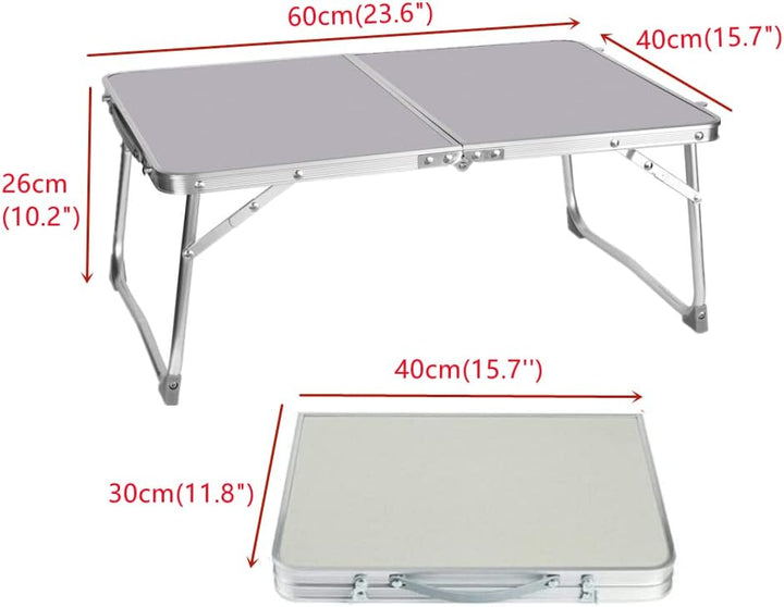 Qimu Niedriger faltbarer Campingtisch, leichter Aluminium-Picknicktisch, Laptop-Betttisch, tragbarer