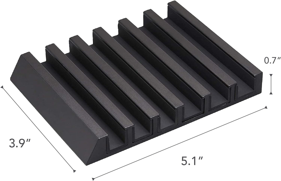 Yamazaki 5275 Tower Tablet- & Smartphone-Ständer, schwarz, Aluminium/Silikon, Minimalistisches Desig
