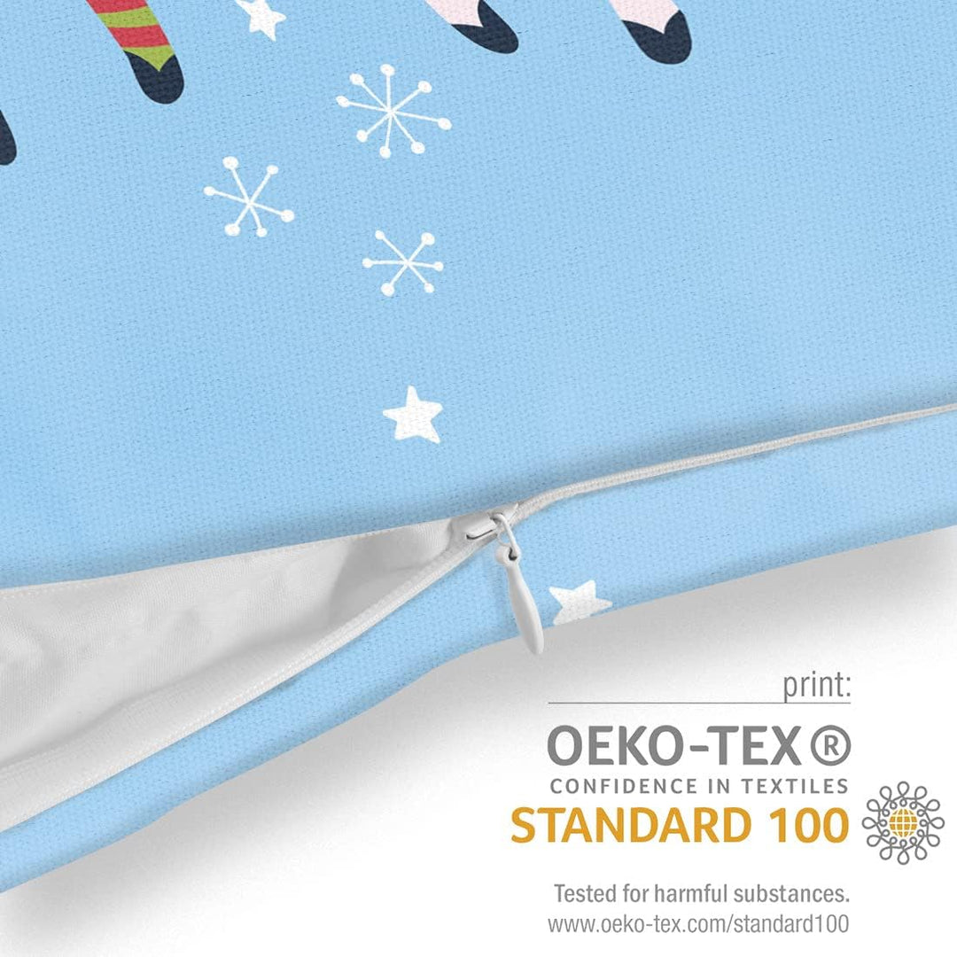 VOID Lamas Weihnachten blau Kissenbezug Kissenhülle Sofakissen Kissen Deko Weihnachten Winter Weihna