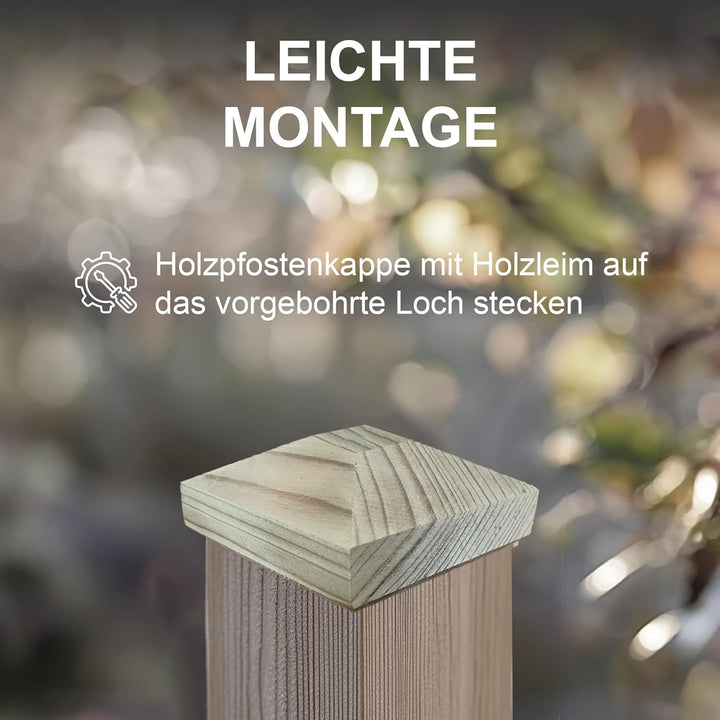 Pfostenkappe | Holz imprägniert | 130 x 130 mm | 3 Stück | Eckige Abdeckkappe für Garten Holzpfosten