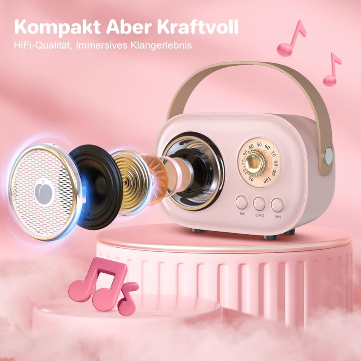 Heetipuk C20 Karaoke Machine for Kids-Pink