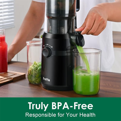 Entsafter Gemüse und Obst Testsieger,Fretta 200W Entsafter Slow Juicer,Entsafter Elektrisch,108-mm F