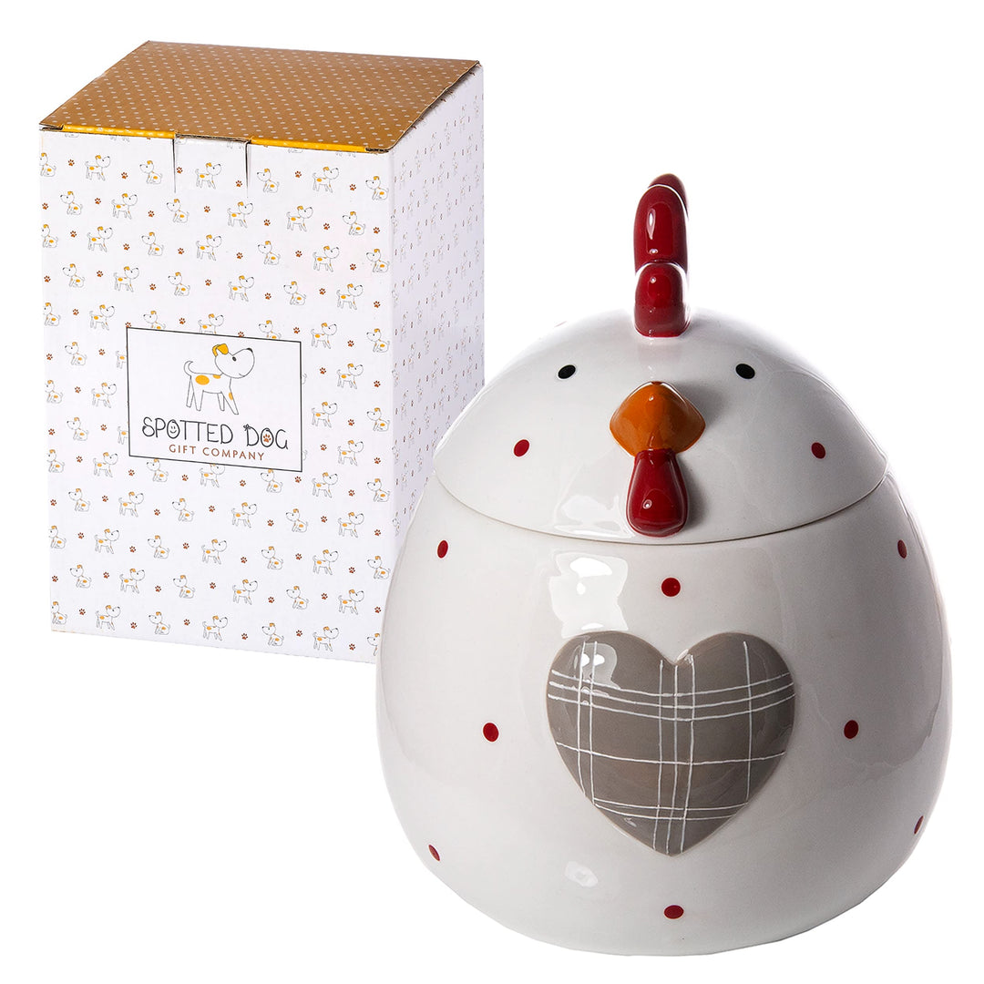 SPOTTED DOG GIFT COMPANY - Keksdose Keramik, Vorratsdose 1.9L mit Deckel, Hühner Huhn Deko und Gesch