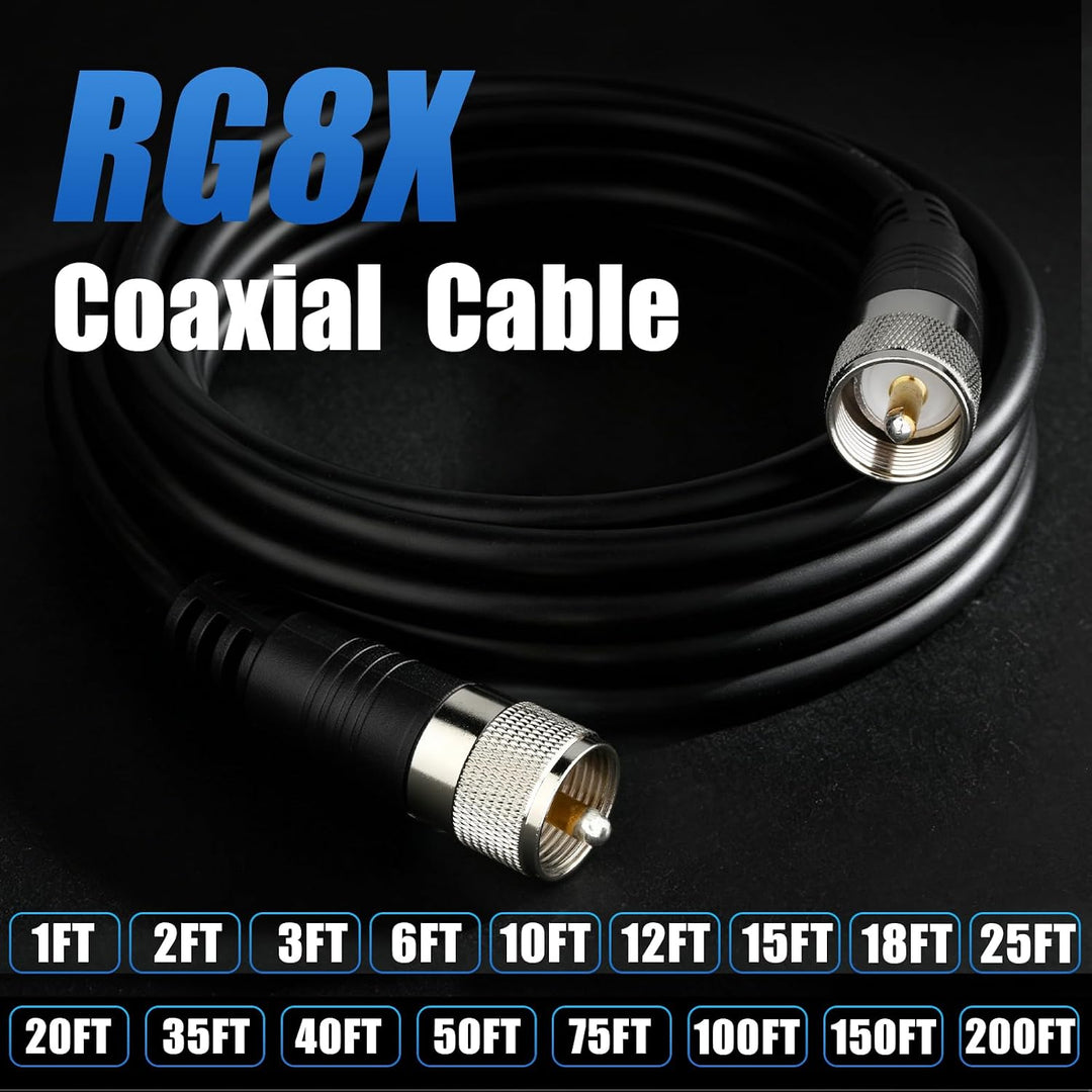 RFAdapter CB Koaxkabel, RG8x Koaxialkabel 3ft UHF PL259 Stecker auf Stecker Low Loss CB Antennenkabe