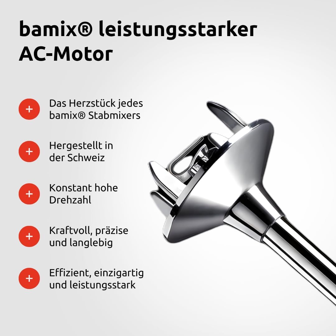 bamix Stabmixer Set M350 MAXX inkl. Ständer, 2 Becher, 4 Aufsteckteile, Processor, Spachtel, Reinigu