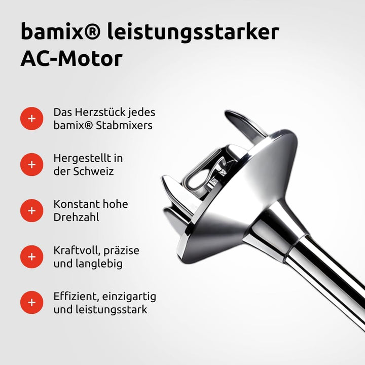 bamix Stabmixer Set M350 MAXX inkl. Ständer, 2 Becher, 4 Aufsteckteile, Processor, Spachtel, Reinigu