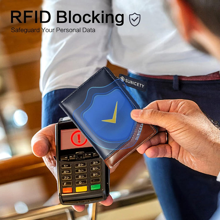 PORRASSO Herren Geldbörse Geldbeutel Kreditkartenetui Leder Brieftasche RFID Schutz Wallet Kartenetu