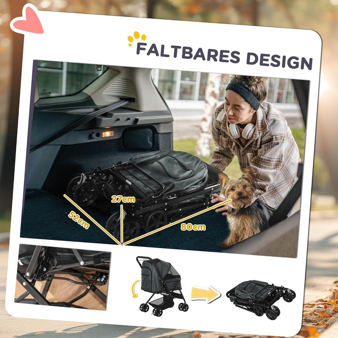 PawHut Hundebuggy Hundewagen Buggy für kleine Hunde und Katzen Haustierwagen Pet Stroller Katzenbugg