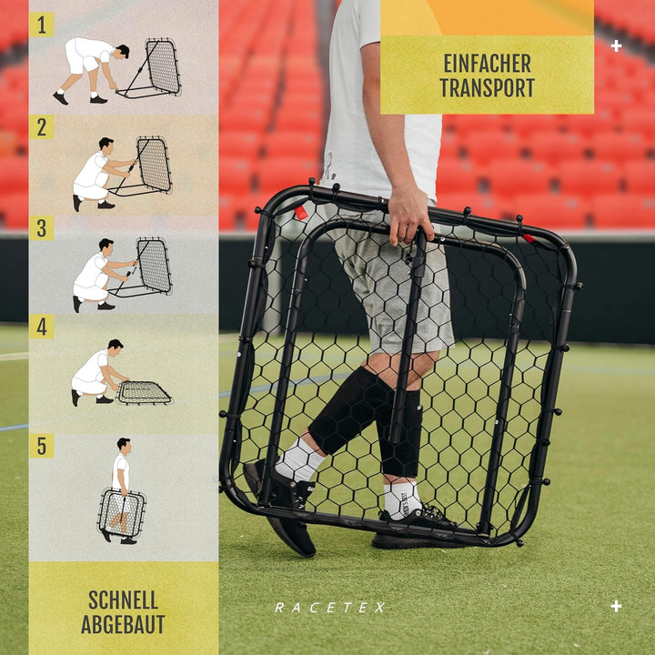 Racetex Rebounder für Fussball Kinder [STUFENLOS VERSTELLBAR] - Fussball Rebounder Kinder und Jugend