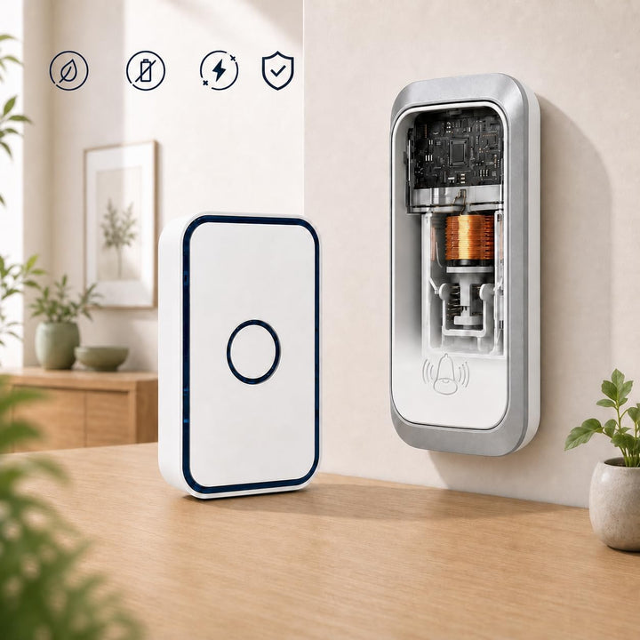 Kabellose Funkklingel Set Batterielose, Funkklingel aussen wasserdicht, 60 Melodien, 5 Lautstärkestu