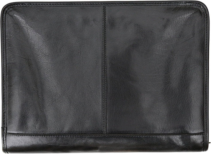 San Babila - Konferenzmappe aus Vollleder mit Reissverschluss & Vordertasche Schwarz, Schwarz