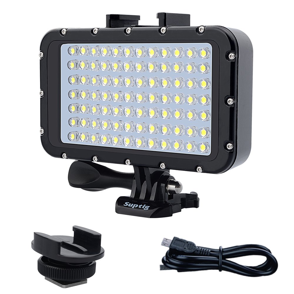 Suptig Unterwasserlichter Tauchlicht 84 LED High Power Dimmbar Wasserdichtes LED-Videolicht Wasserdi
