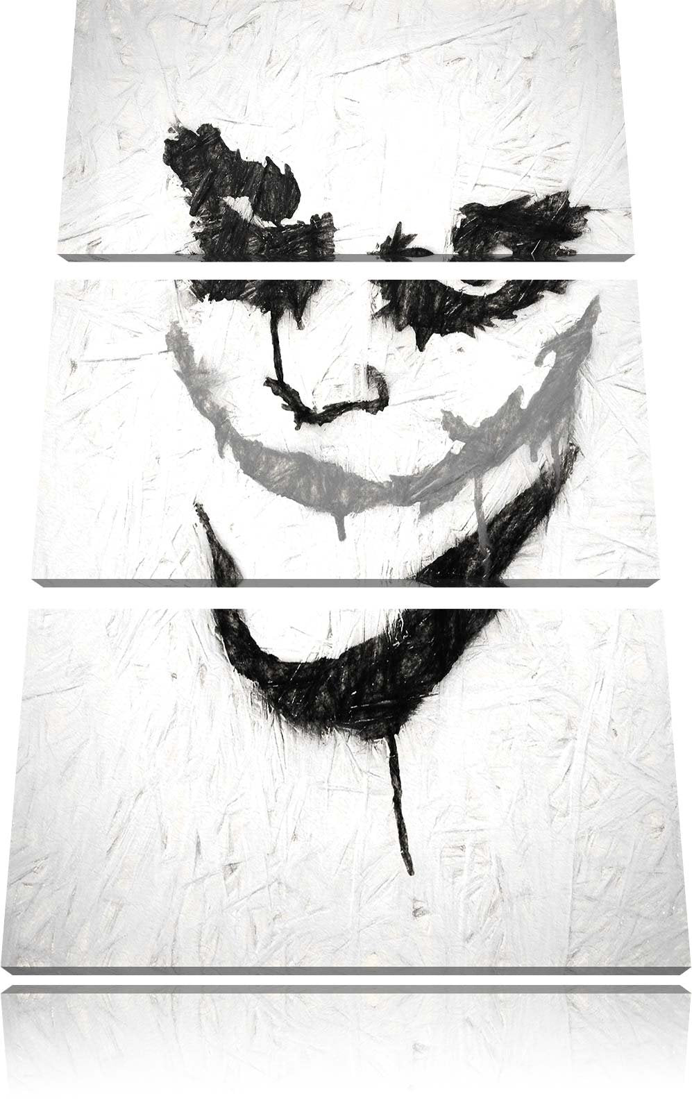 Pixxprint Böser Clown Grinst als Leinwandbild | Grösse: 3 Teilig (120x80) | Wandbild| Kunstdruck | f