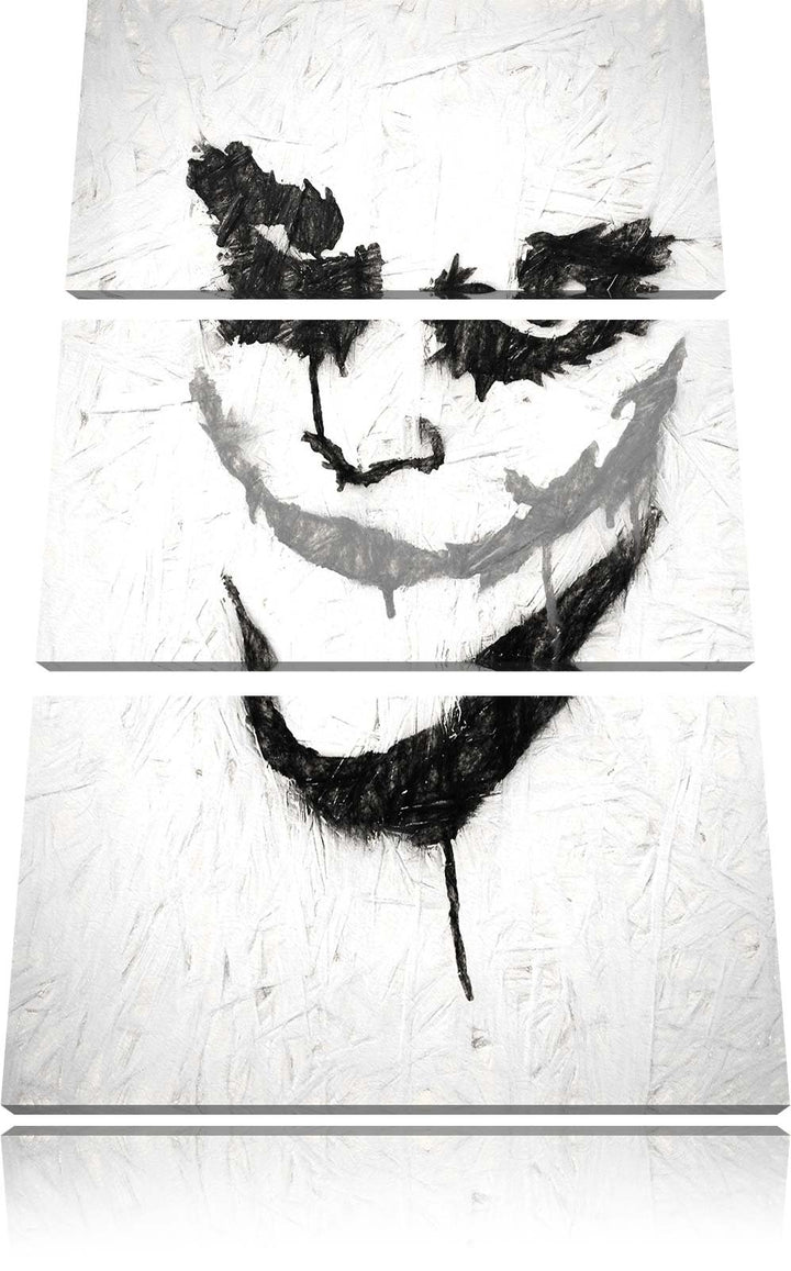 Pixxprint Böser Clown Grinst als Leinwandbild | Grösse: 3 Teilig (120x80) | Wandbild| Kunstdruck | f