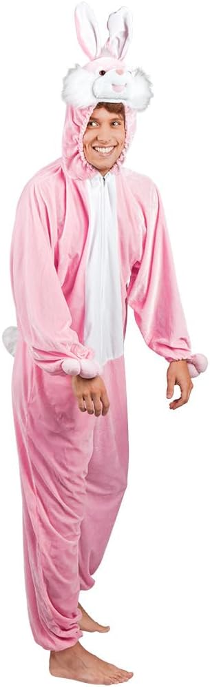 Boland - Kostüm für Erwachsene Hase, Kapuzen-Overall aus Plüsch, Tiermotiv, Reisverschluss vorne, Ka
