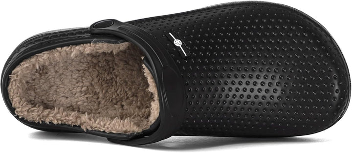 Hsyooes Clogs Damen Winter Gartenschuhe Herren Gefütterte Hausschuhe Wasserdicht Plüsch Pantoletten