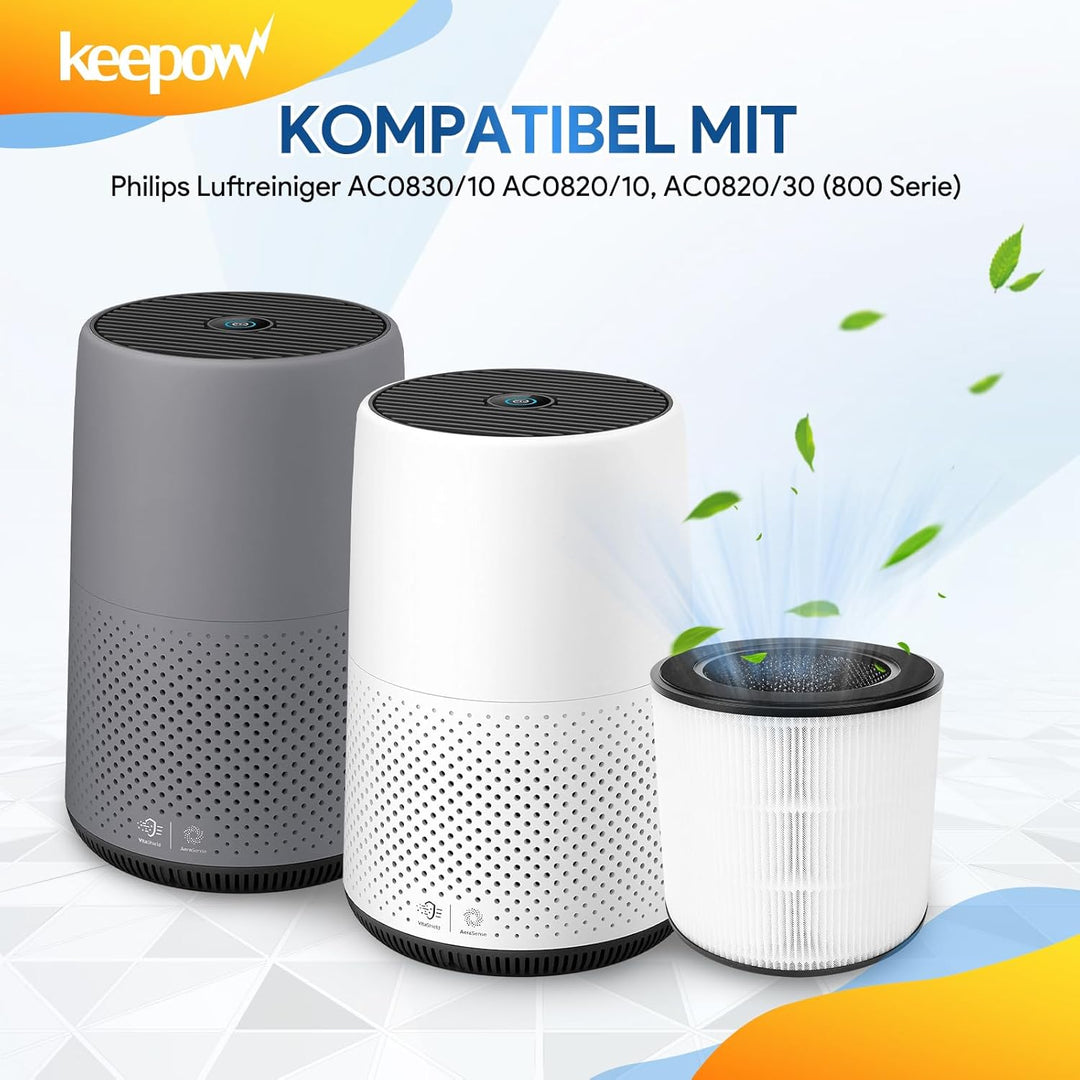 KEEPOW FY0293/30 FY0194/30 Ersatzfilter für Philips Luftreiniger 800 Series Hepa Filter, Luftfilter