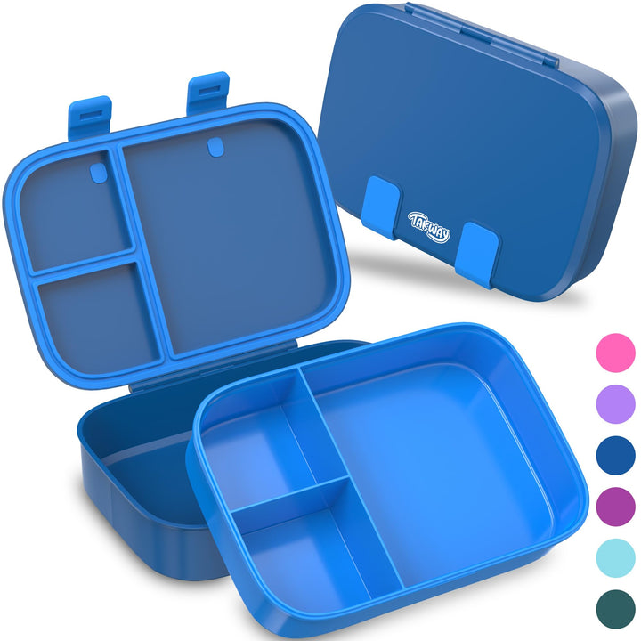 Brotdose Kinder mit Fächern - Bento Box Lunchbox BPA Frei - robust & leicht zu öffnen (Blau), Blau