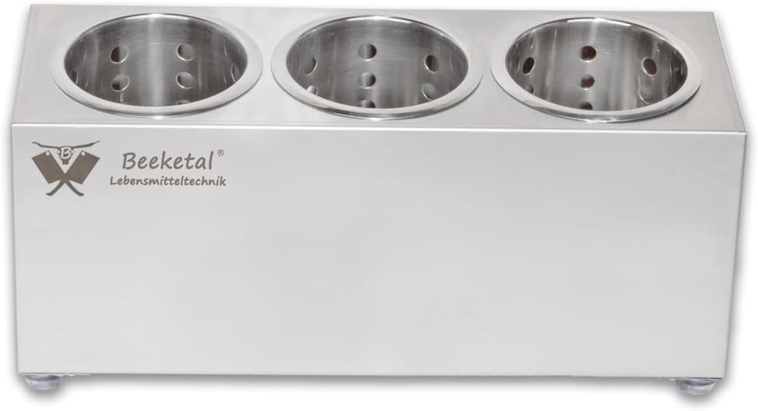 Beeketal 'BBK-3' Profi Gastro Besteckbehälter aus Edelstahl poliert inkl. 3 Köcher einreihig, entneh