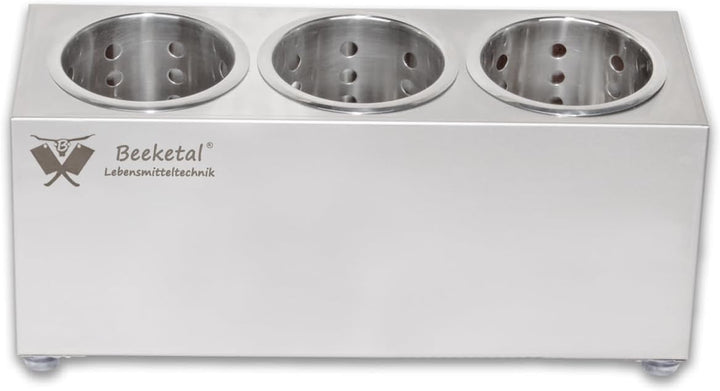 Beeketal 'BBK-3' Profi Gastro Besteckbehälter aus Edelstahl poliert inkl. 3 Köcher einreihig, entneh