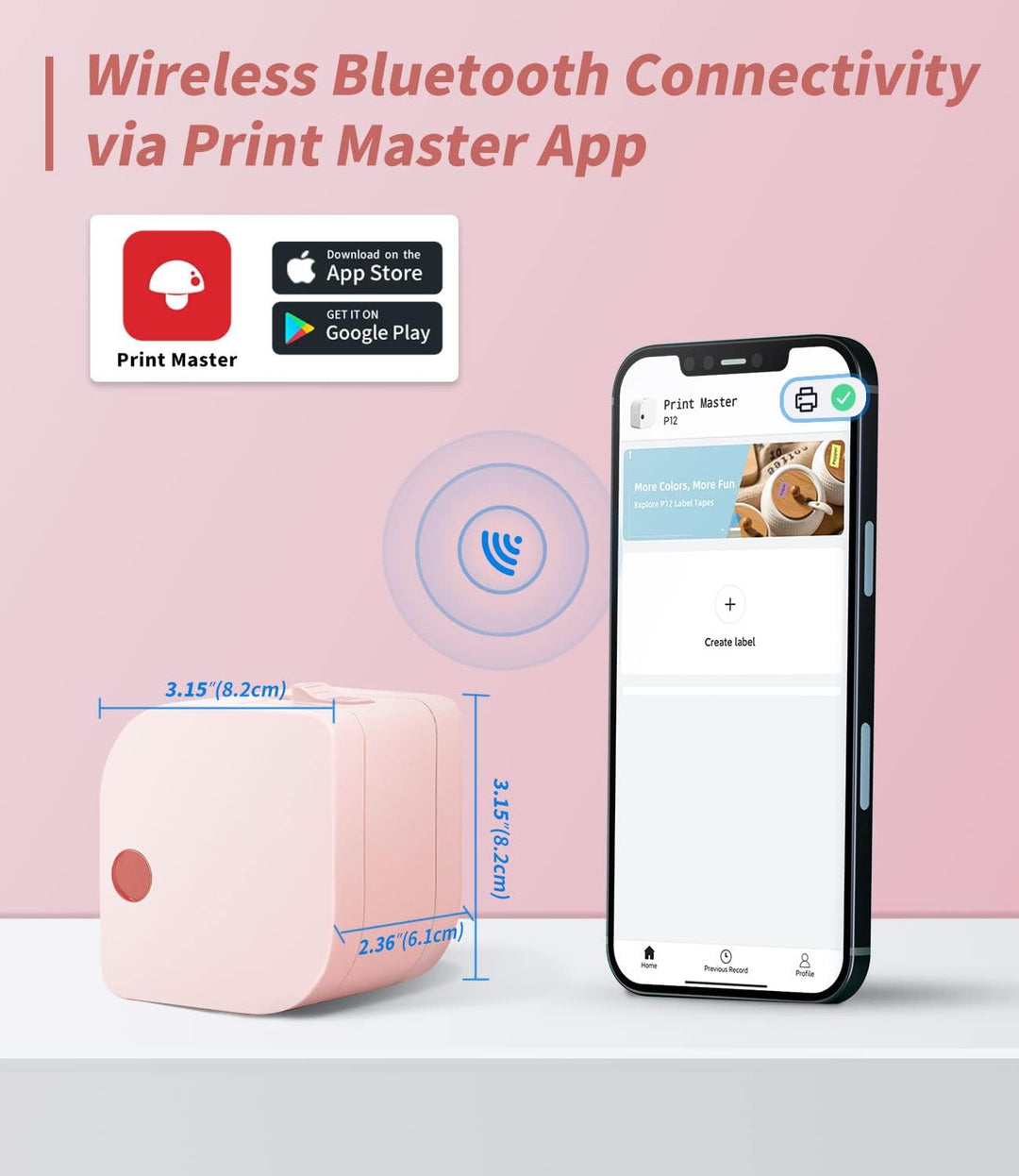 Phomemo P12 Pro Beschriftungsgerät Handgerät | Mini Bluetooth Etikettiergerät mit Etikettenband | US