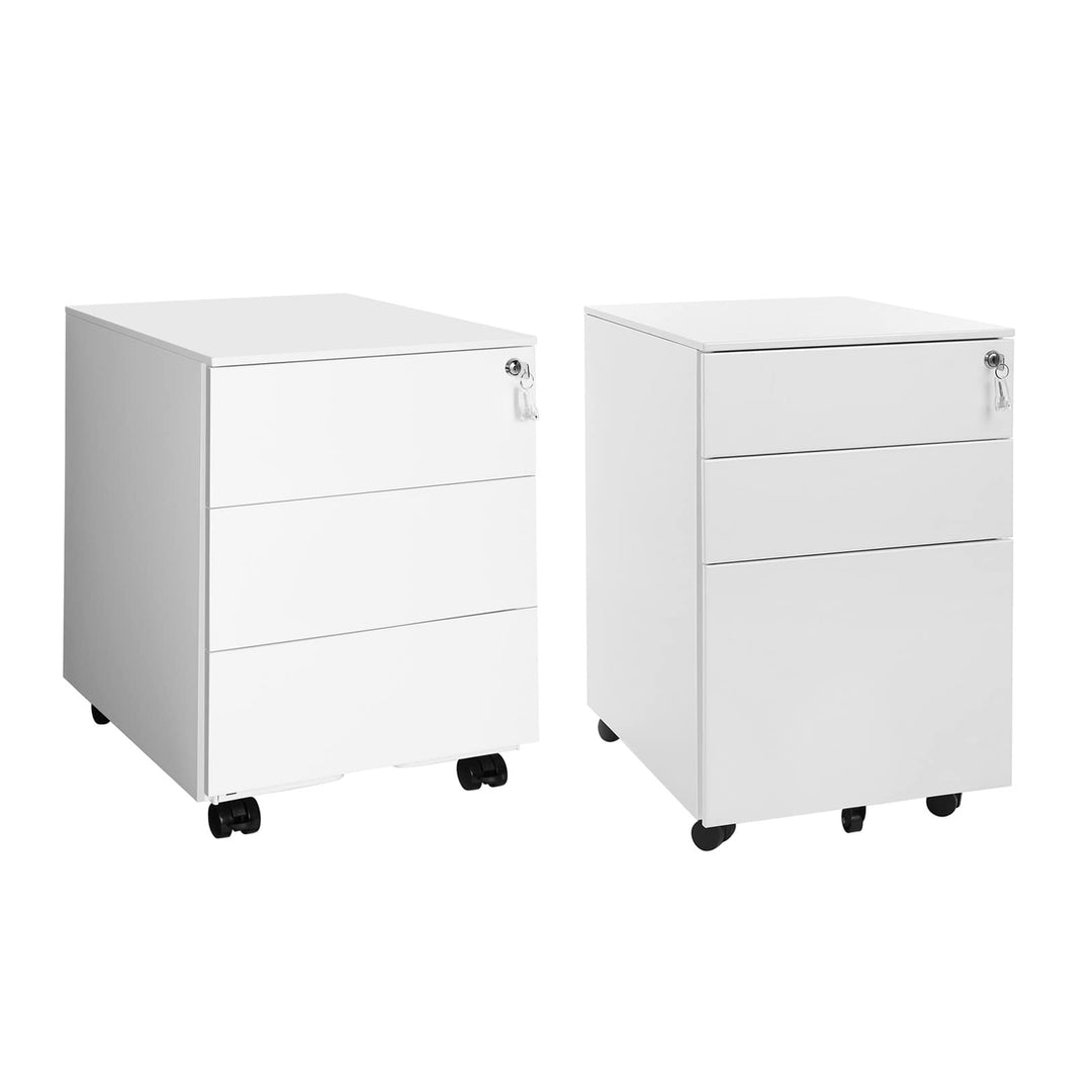 SONGMICS Rollcontainer, Aktenschrank mit 4 Rollen, 39 x 45 x 55 cm, Büroschrank mit 5 Rollen, 52 x 3
