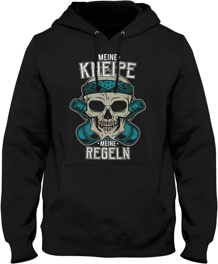 Fashionalarm Herren Kapuzenpullover – Meine Kneipe – Meine Regeln | Fun Hoodie mit Spruch als lustig