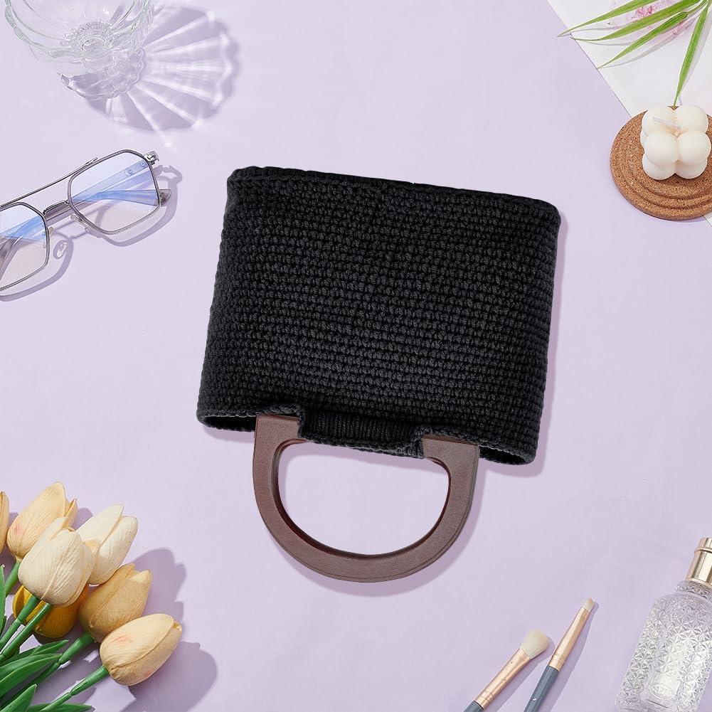 FREEBLOSS Häkelset Für Anfänger Schwarze Häkel Tragetasche Mit Holzgriffen Schwarze Häkel Stricktasc
