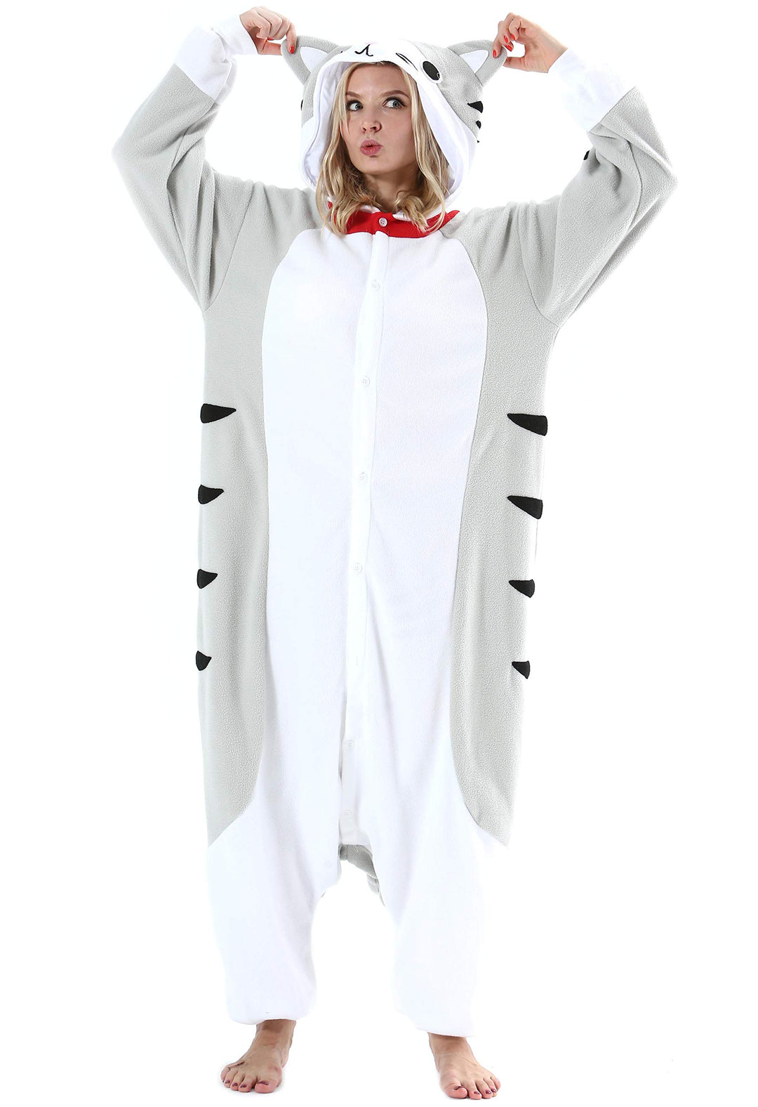 ULEEMARK Damen Herren Jumpsuit Onesie Tier Fasching Halloween Kostüm Lounge Sleepsuit Cosplay Overal