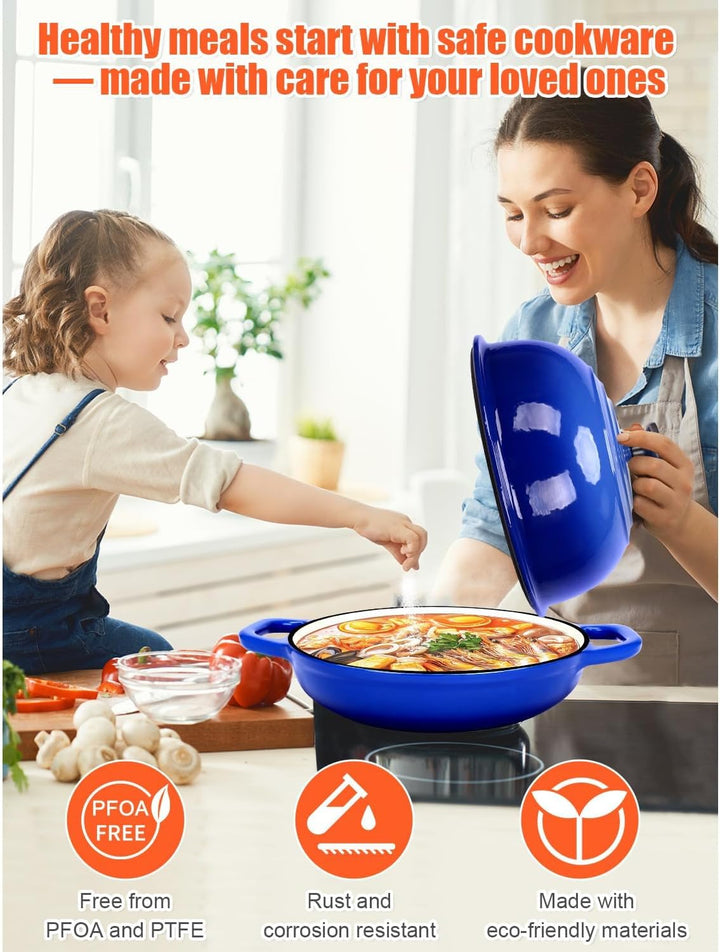GFTIME Gusseisen Topf Brot Backen, Schmortopf Gusseisen Topf mit Deckel, Dutch Oven Brotbacktopf mit