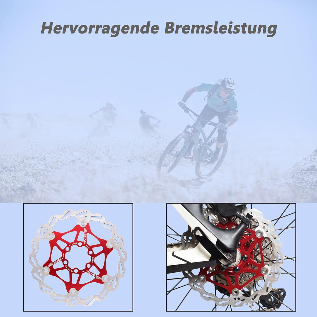 Jane Eyre Fahrrad Schwimmende Bremsscheibe 160mm/180mm/203mm mit 6 Schrauben für MTB Rennrad(Rot 160