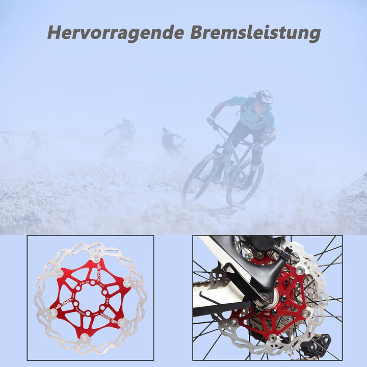 Jane Eyre Fahrrad Schwimmende Bremsscheibe 160mm/180mm/203mm mit 6 Schrauben für MTB Rennrad(Rot 160