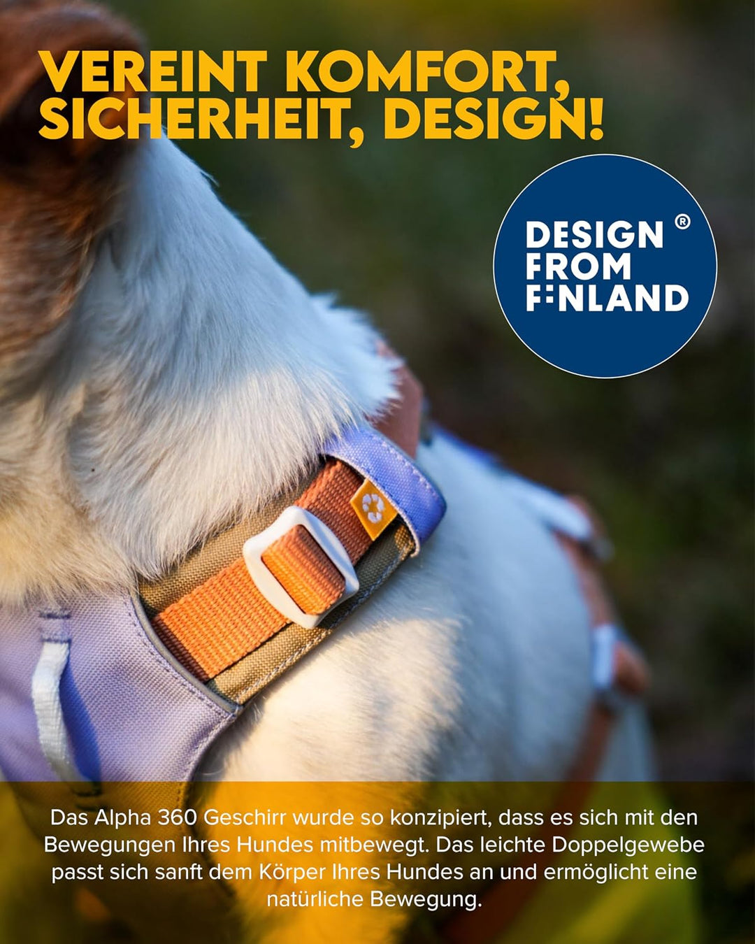 Woolly Wolf Alpha 360 Dog Harness S Lavendel Mix - Hundegeschirr für kleine Hunde aus 100% recycelte