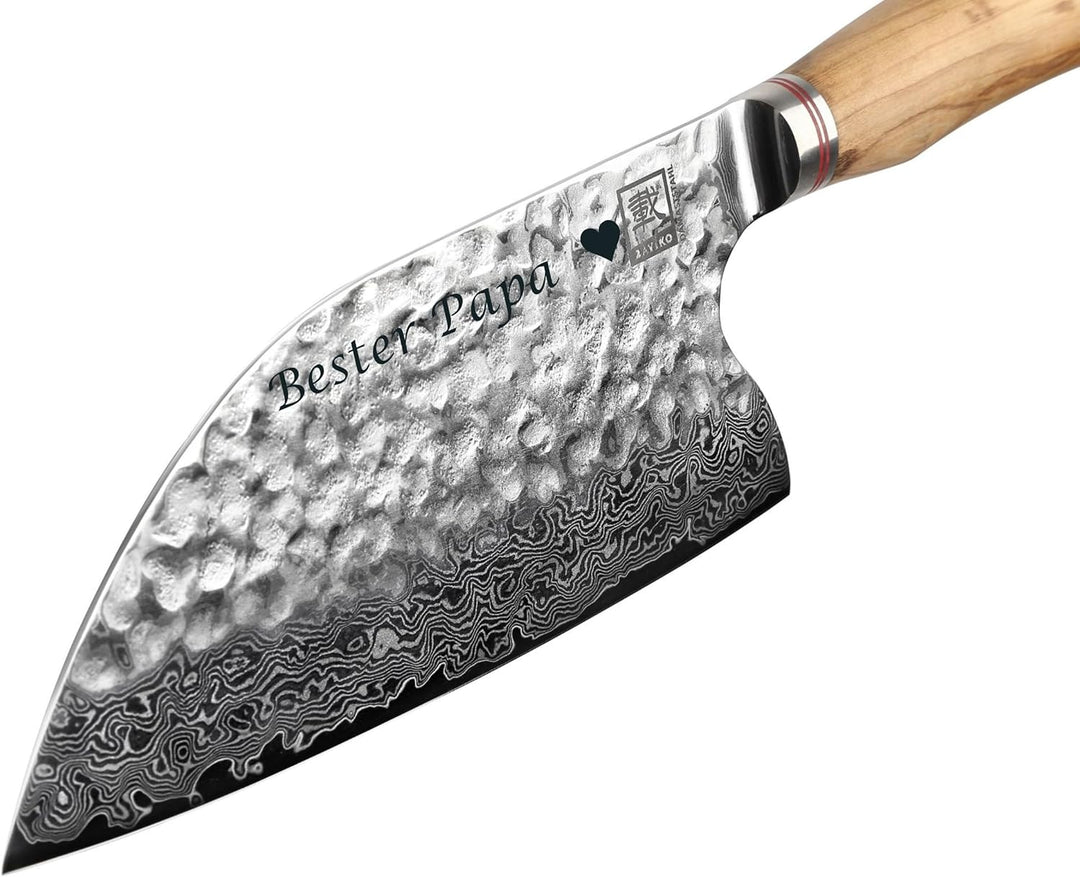 zayiko Minami Damast Chai Dao mit Gravur – Personalisiertes Chinesisches Kochmesser, 20cm Klinge aus