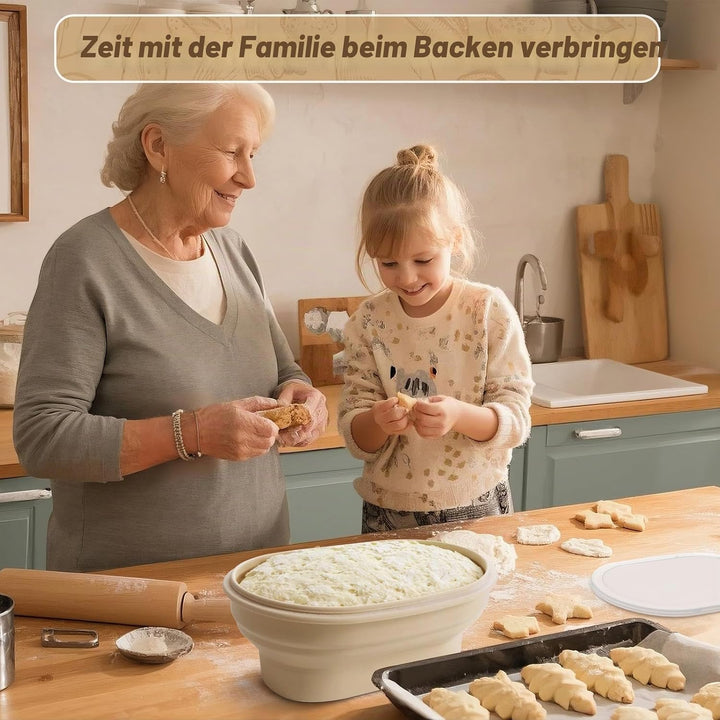 Brotkorb Set, Backzubehör für Brot, Faltbarer Sauerteig-Starterwärmer aus Silikon, präzise Thermosta