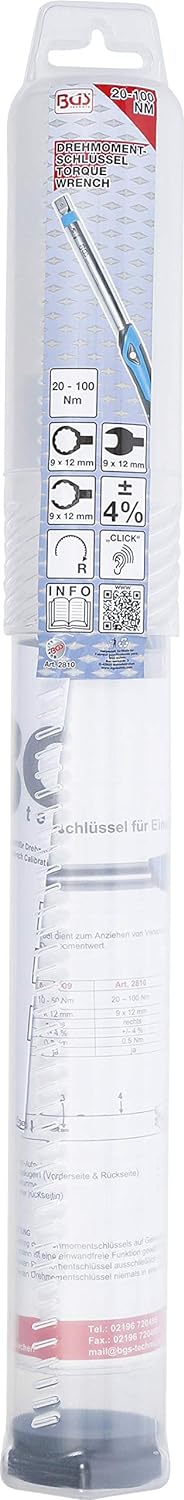 BGS 2810 | Drehmomentschlüssel | 20 - 100 Nm | für 9 x 12 mm Einsteckwerkzeuge | Drehmoment-Schlüsse