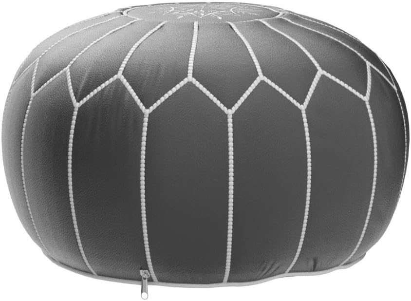 Poufs&Pillows Premium Echt Leder Pouf - Handgefertigt - gefüllt geliefert - Ottoman Sitzsack Fusshoc