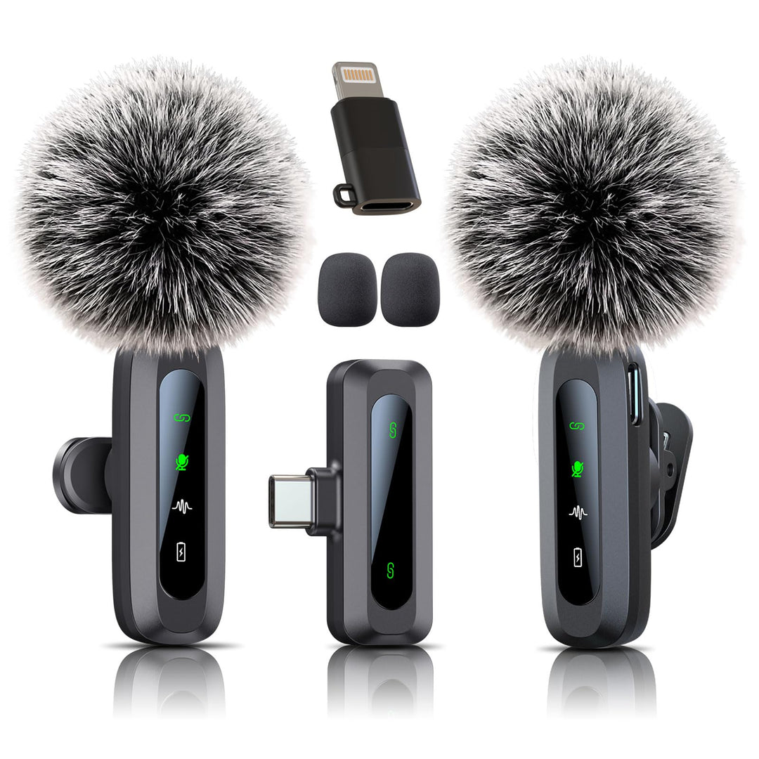 Mikrofon, Mikrofon für iPhone und USB-C-Stecker, lavalier mikrofon mit Rauschunterdrückung, LED-Disp